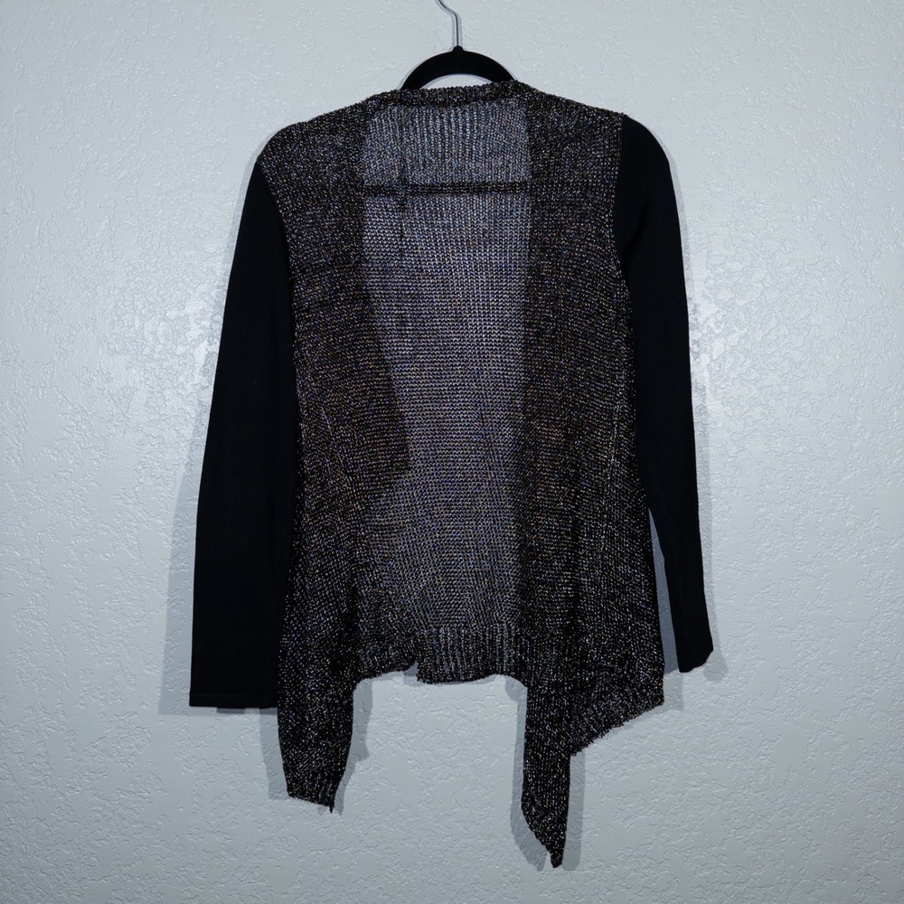 NWT Elie Tahari‎ Black & Gold Zareen Yarn Metallic Cardigan Sweater Size Small - Picture 10 of 10